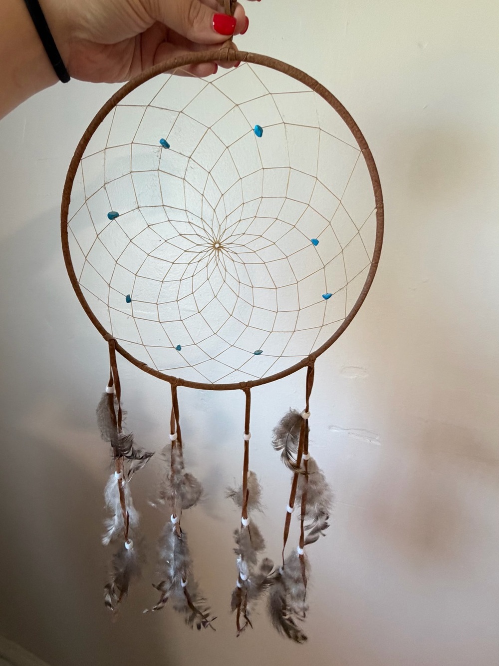 Urban Outfitters Brown Dreamcatcher with Turquoise Bead Accents